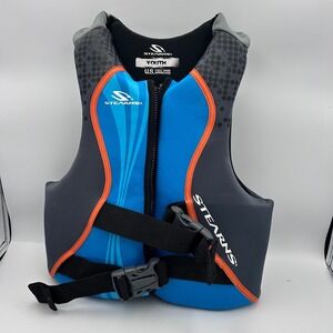 Stearns Youth Life Vest Blue Grey Orange USCG Approved PFD Neoprene Zipper Buckl